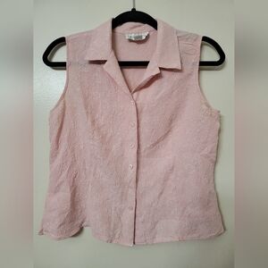 Vintage Casual Corner Annex Baby Pink Sleeveless Cropped Blouse